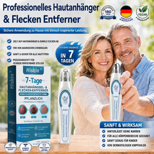 HISKIN®👩‍⚕️ 7-Tage-Hautmakel- & Hautanhängsel-Entferner Schmerzfreier Rollerball-Stift zur schonenden Entfernung von Hautanhängseln und Hautflecken – narbenfrei